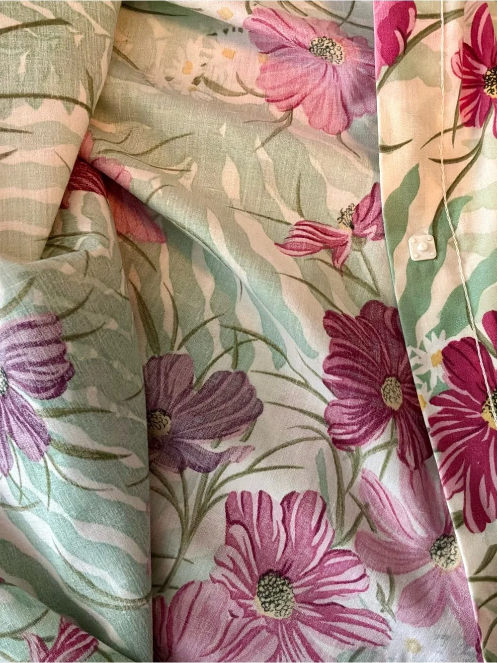 VTG KING Duvet Cover Pink Cosmo’s White Daises Cottage Core 100x84 Crown Crafts